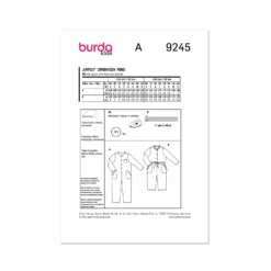 Burda Pattern 9245 Child Sportswear -Sewing Supplies Store BUR9245 envelope back scaled