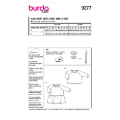 Burda Pattern 9277 Babies' Top And Dress -Sewing Supplies Store BUR9277 envelope back scaled