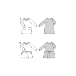 Burda Pattern 9286 Babies' Dress – Shirtdress– With Band Finishing -Sewing Supplies Store BUR9286 line art scaled