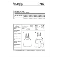 Burda Pattern 9287 Children's Bibbed Skirt – Pinafore -Sewing Supplies Store BUR9287 envelope back scaled