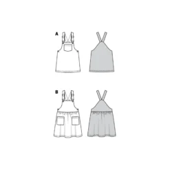 Burda Pattern 9287 Children's Bibbed Skirt – Pinafore -Sewing Supplies Store BUR9287 line art scaled