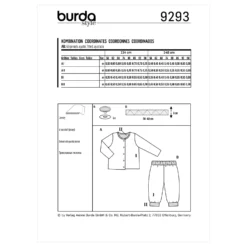 Burda Pattern 9293 Babies' Jacket – Trousers Or Pants – Reversible -Sewing Supplies Store BUR9293 envelope back scaled
