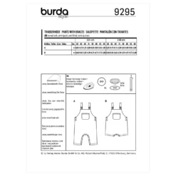 Burda Pattern 9295 Babies' Bibbed Trousers Or Pants – Overalls With Straps -Sewing Supplies Store BUR9295 envelope back scaled