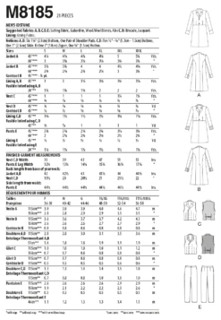 McCall's Pattern M8185 Men's Costume -Sewing Supplies Store M8185 envelope back