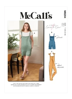McCall's Pattern M8204 Misses' Overalls -Sewing Supplies Store M8204 envelope front scaled