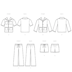 McCall's Pattern M8262 Men's Pajamas -Sewing Supplies Store M8262 line art