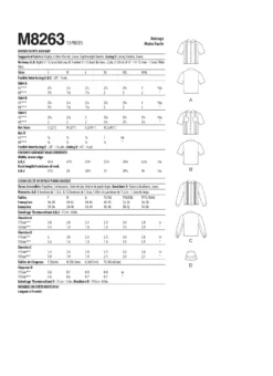 McCall's Pattern M8263 Unisex Shirts & Hat -Sewing Supplies Store M8263 envelope back scaled