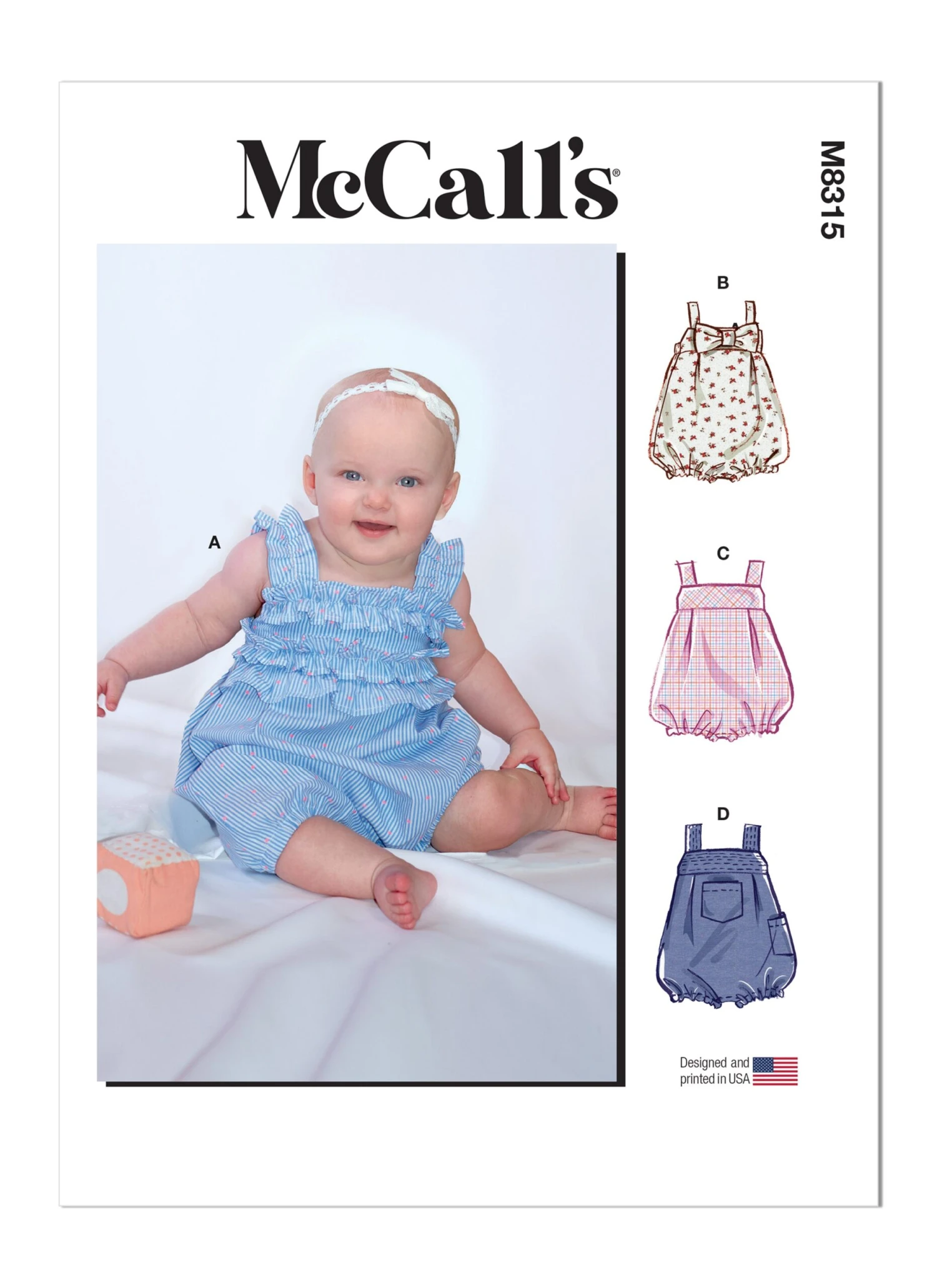 McCall's Pattern 8315 Infants' Rompers 1 McCall's Pattern 8315 Infants' Rompers