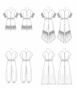 McCall's Pattern 8317 Girls Romper & Jumpsuits -Sewing Supplies Store M8317 line art