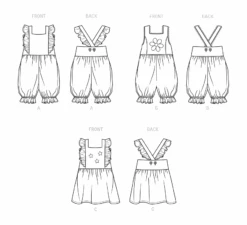 Newlook Pattern 6738 Babies' Rompers And Dress -Sewing Supplies Store N6738 line art