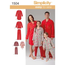 Simplicity Pattern 1504 Child's, Teens' And Adults' Loungewear