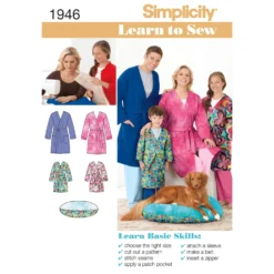 Simplicity Pattern 1946 Learn To Sew Child's Teen's & Adults' Robe