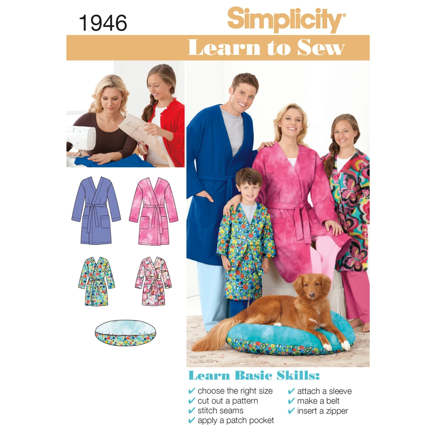 Simplicity Pattern 1946 Learn To Sew Child's Teen's & Adults' Robe 1 Simplicity Pattern 1946 Learn To Sew Child's Teen's & Adults' Robe