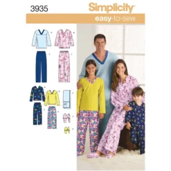Simplicity Pattern 3935 Women's/Men/Child Sleepwear -Sewing Supplies Store S3935 envelope front scaled