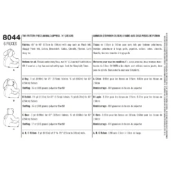 Simplicity Pattern 8044 OS Two-Pattern Piece Stuffed Animals 5 Simplicity Pattern 8044 OS Two-Pattern Piece Stuffed Animals -Sewing Supplies Store S8044 envelope back scaled