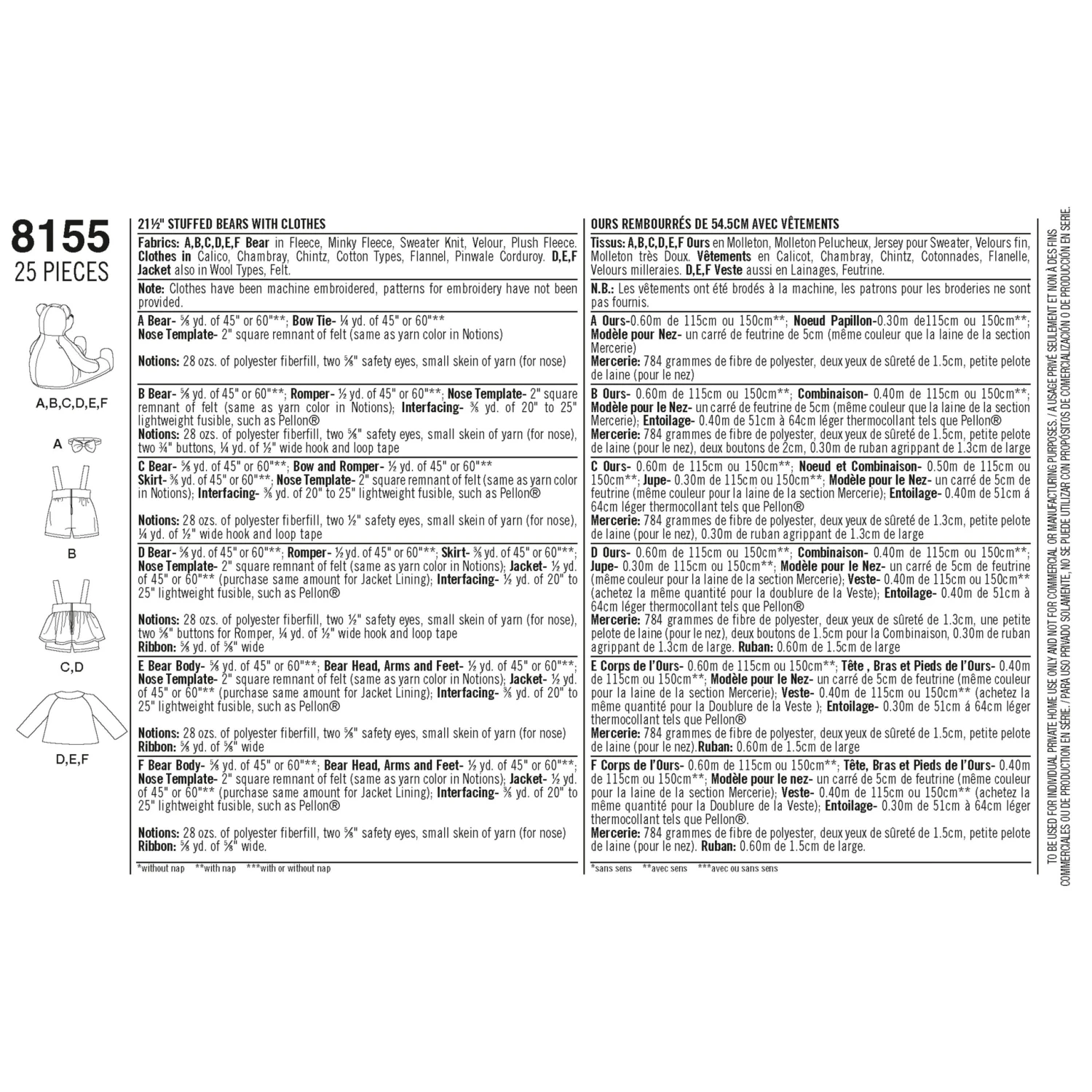 Simplicity Pattern 8155 Stuffed Bears With Clothes 4 Simplicity Pattern 8155 Stuffed Bears With Clothes - Image 4