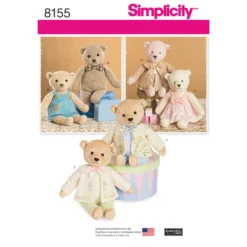 Simplicity Pattern 8155 Stuffed Bears With Clothes