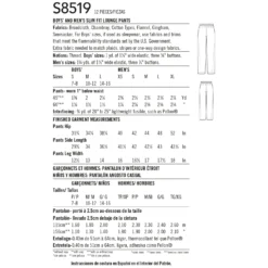 Simplicity Pattern 8519 Boys' And Men's Slim Fit Lounge Pants 5 Simplicity Pattern 8519 Boys' And Men's Slim Fit Lounge Pants -Sewing Supplies Store S8519 envelope back scaled