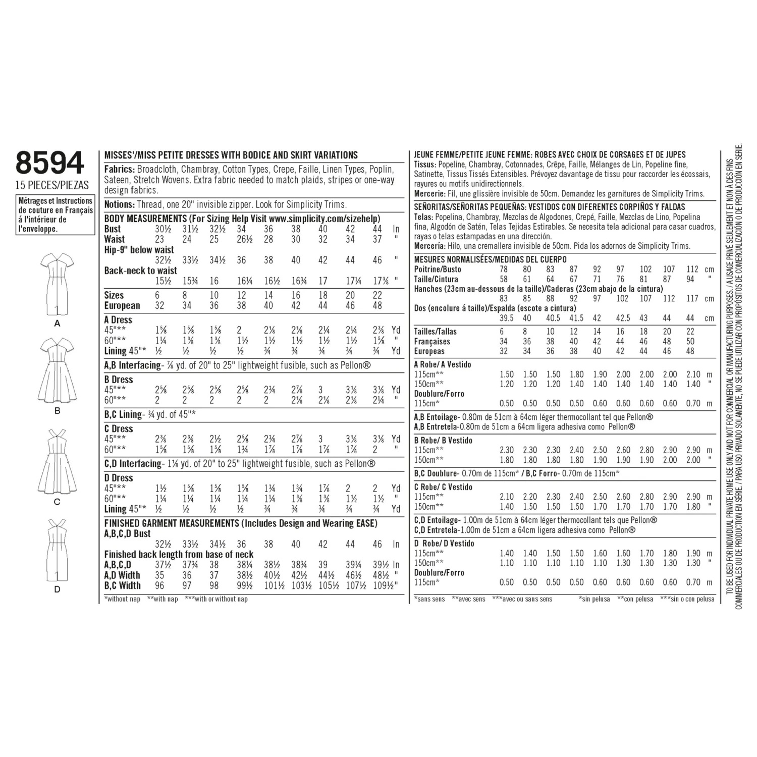 Simplicity Pattern 8594 Women’s / Petite Women’s Dresses 5 Simplicity Pattern 8594 Women’s / Petite Women’s Dresses - Image 5