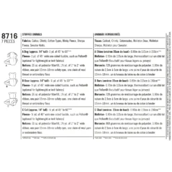 Simplicity Pattern 8716 Stuffed Animals -Sewing Supplies Store S8716 envelope back scaled