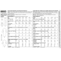 Simplicity Pattern 8800 Misses' Robe, Pants, Top And Bralette -Sewing Supplies Store S8800 envelope back scaled