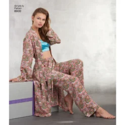 Simplicity Pattern 8800 Misses' Robe, Pants, Top And Bralette -Sewing Supplies Store S8800 product hires 02 scaled