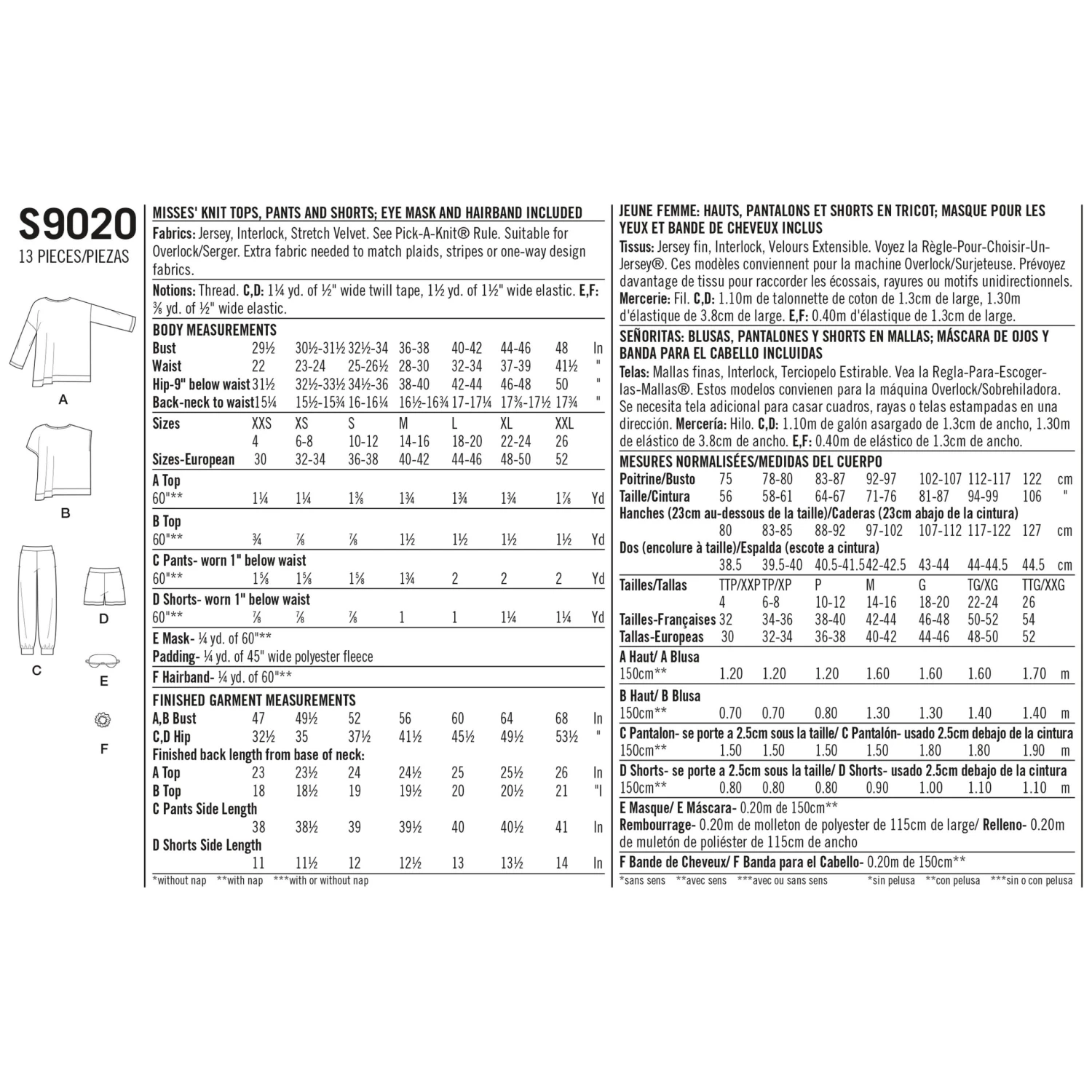 Simplicity Pattern 9020 Misses' Sleepwear Knit Tops, Pants, Shorts & Accessories 10 Simplicity Pattern 9020 Misses' Sleepwear Knit Tops, Pants, Shorts & Accessories - Image 10