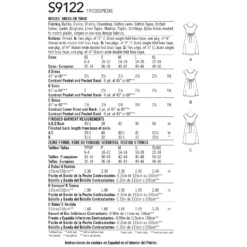 Simplicity Pattern 9122 Misses' Dresses -Sewing Supplies Store S9122 envelope back scaled