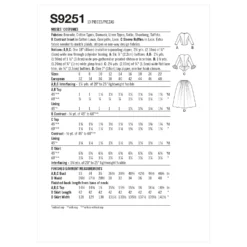Simplicity Pattern 9251 Misses' Costumes -Sewing Supplies Store S9251 envelope back 16c88676 4d0d 4425 8b25 c007206b0549 scaled
