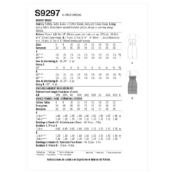 Simplicity Pattern 9297 Misses' Dress -Sewing Supplies Store S9297 envelope back 01ce6503 bbf8 4b35 9f34 b6913a09505b scaled