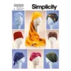Simplicity Pattern 9300 Misses' Turbans, Headwraps & Hats