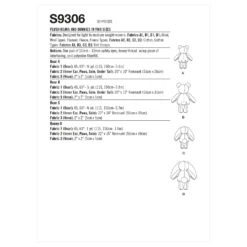 Simplicity Pattern 9306 Plush Bears & Bunnies In Two Sizes -Sewing Supplies Store S9306 envelope back scaled