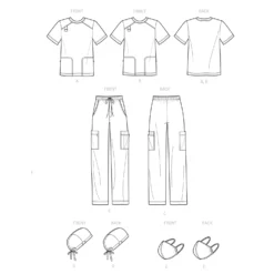Simplicity Pattern 9387 Unisex Knit Scrubs -Sewing Supplies Store S9387 line art scaled