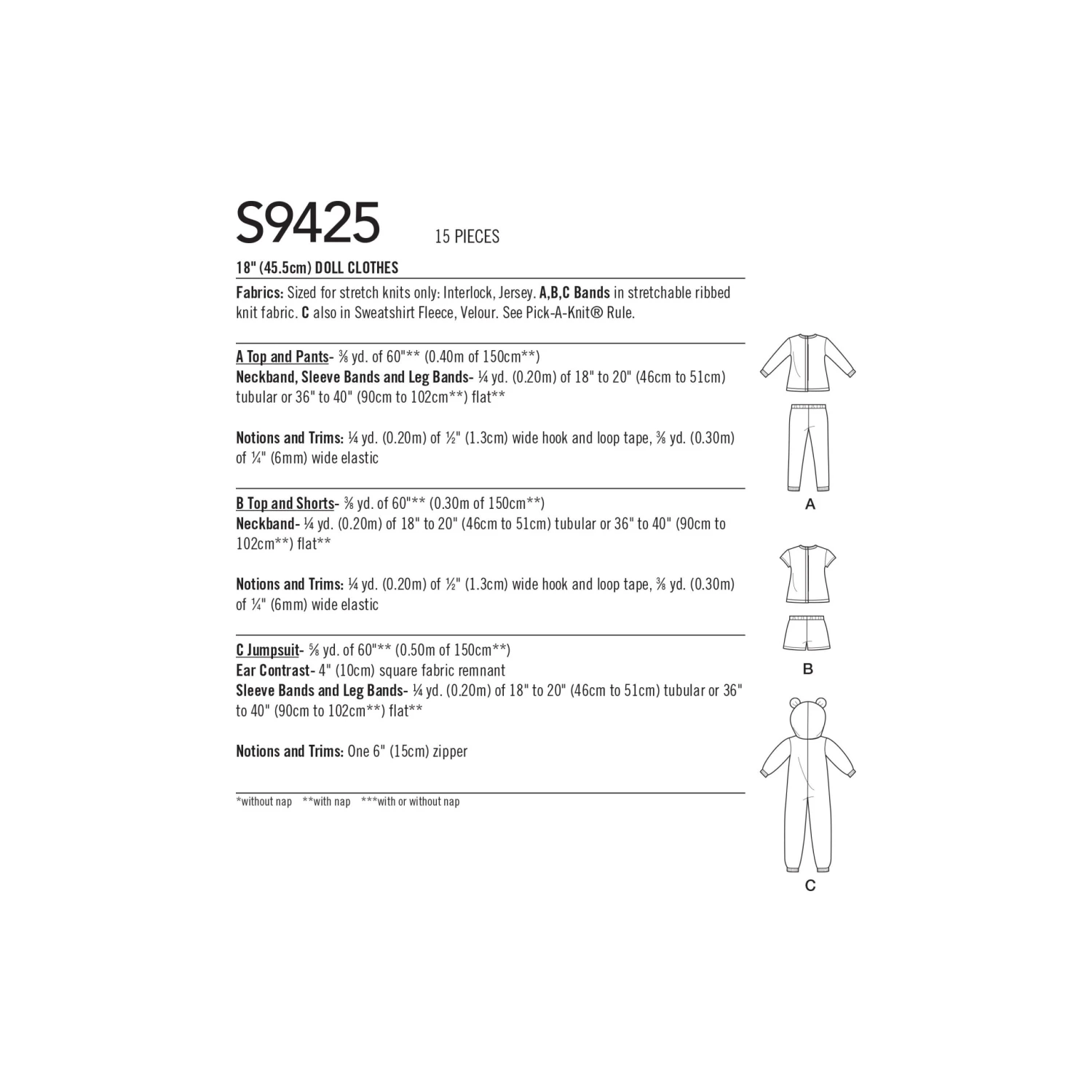 Simplicity Pattern 9425 18" Doll Clothes 4 Simplicity Pattern 9425 18" Doll Clothes - Image 4