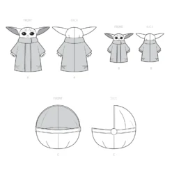 Simplicity Pattern S9432 Plush Grogu And Soft Space Pram -Sewing Supplies Store S9432 line art scaled