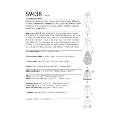 Simplicity Pattern S9438 18" Doll Clothes -Sewing Supplies Store S9438 envelope back scaled