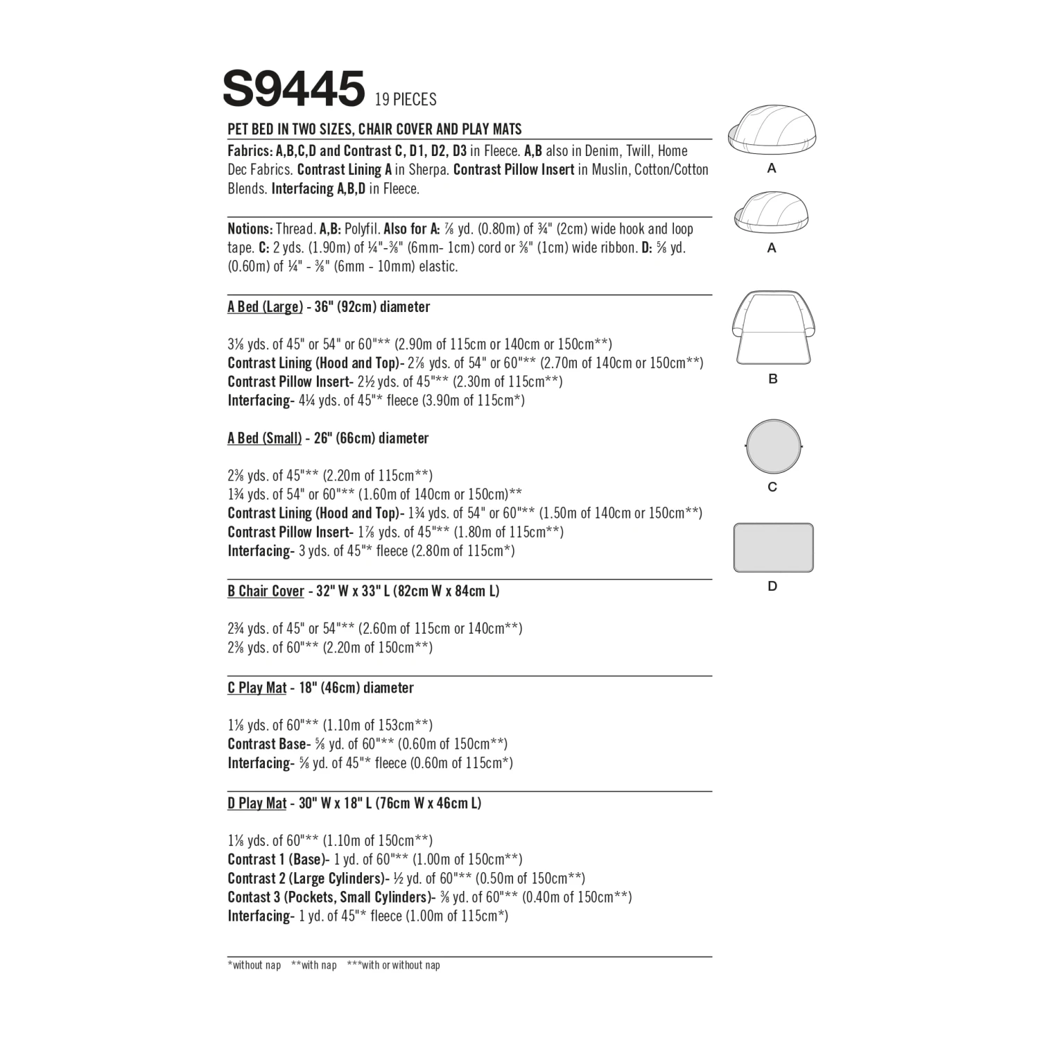 Simplicity Pattern S9445 Pet Bed In Two Sizes, Chair Cover & Play Mats 2 Simplicity Pattern S9445 Pet Bed In Two Sizes, Chair Cover & Play Mats - Image 2