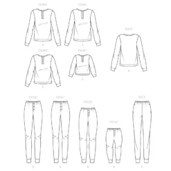 Simplicity Pattern S9455 Misses', Men's & Children's Knit Pants & Top -Sewing Supplies Store S9455 line art scaled