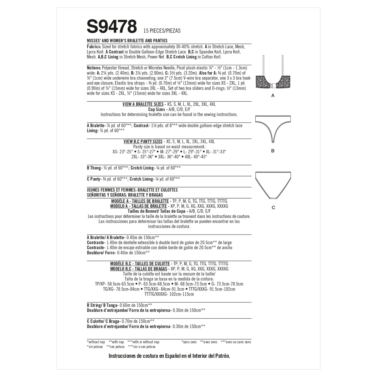 Simplicity Sewing Pattern S9478 Misses' And Women's Bralette And Panties 6 Simplicity Sewing Pattern S9478 Misses' And Women's Bralette And Panties - Image 6