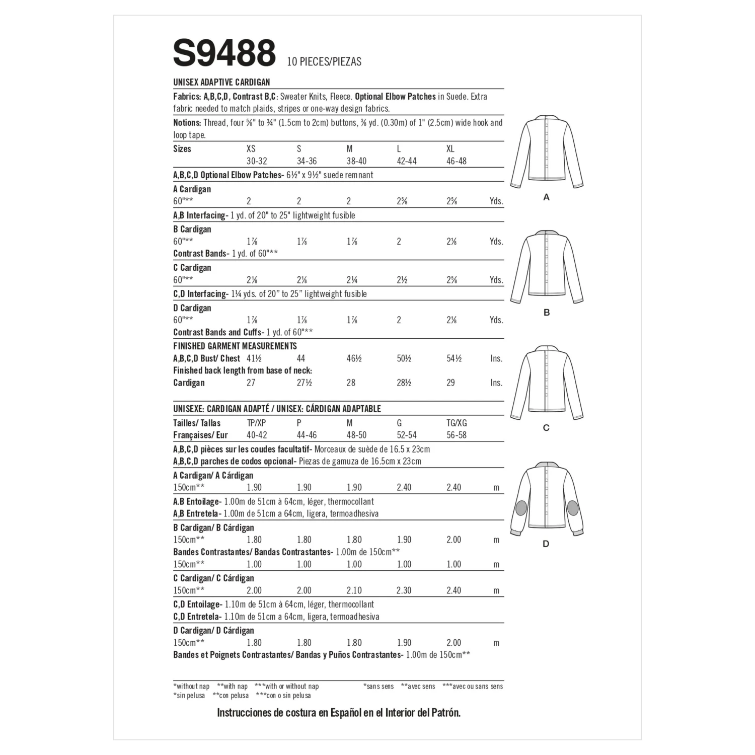Simplicity Sewing Pattern S9488 Unisex Adaptive Cardigan 9 Simplicity Sewing Pattern S9488 Unisex Adaptive Cardigan - Image 9