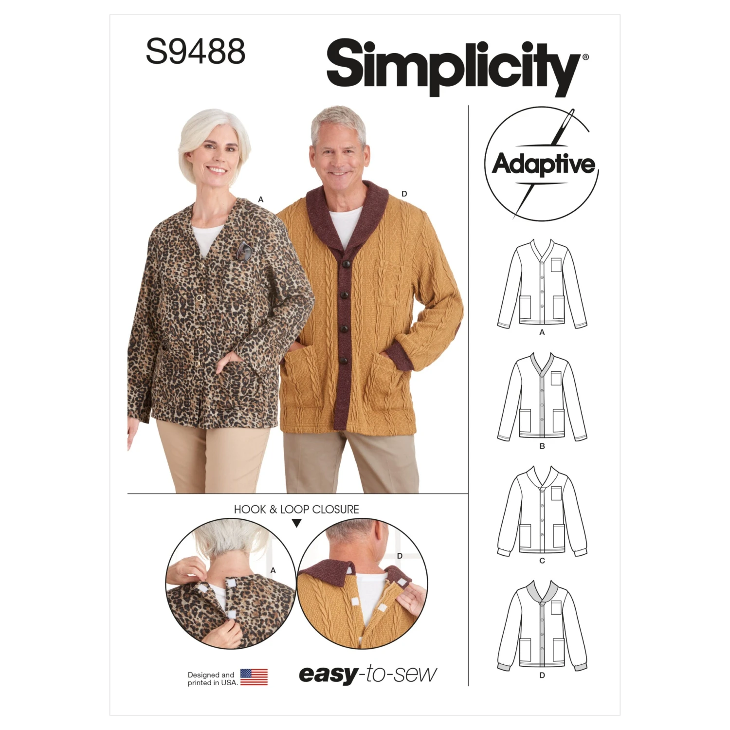 Simplicity Sewing Pattern S9488 Unisex Adaptive Cardigan 1 Simplicity Sewing Pattern S9488 Unisex Adaptive Cardigan