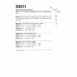 Simplicity SS9511 Mug & Tea Bag Case, Cozy -Sewing Supplies Store S9511 envelope back scaled