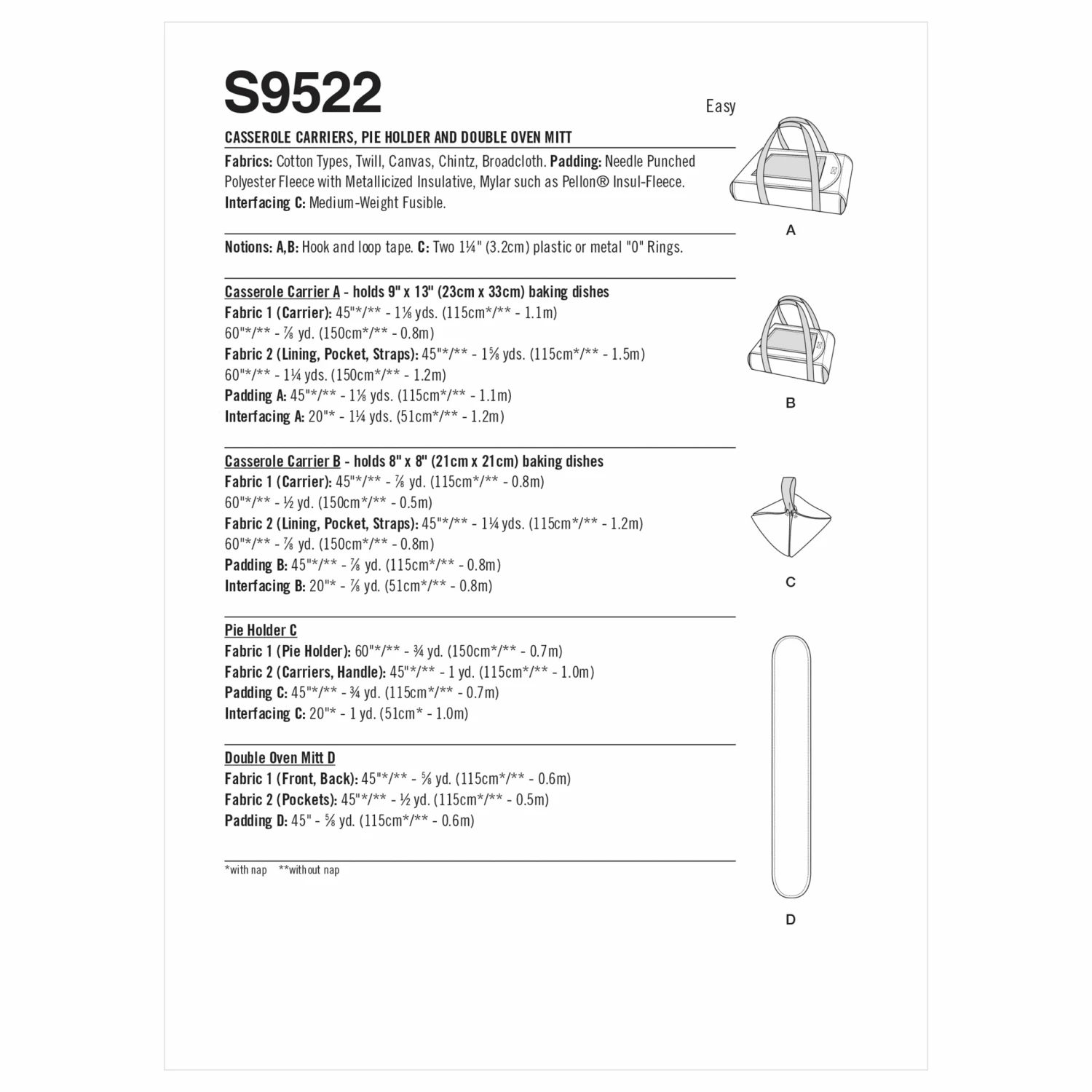 Simplicity SS9522 Casserole/Pie Holder, Mitt 2 Simplicity SS9522 Casserole/Pie Holder, Mitt - Image 2