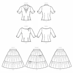 Simplicity SS9537 Misses' Blouses & Skirt -Sewing Supplies Store S9537 line art scaled