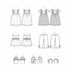 Simplicity SS9559 Child Dress, Top/Pant, Accessories -Sewing Supplies Store S9559 line art scaled