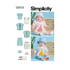 Simplicity Pattern SS9616 Babies' Tee-Shirts, Jacket, Pants And Hat