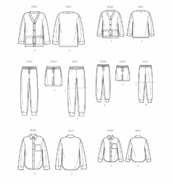 Simplicity Pattern 9691 Unisex Sleepwear -Sewing Supplies Store S9691 line art