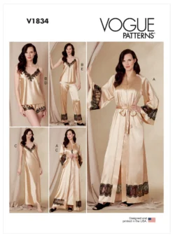 Vogue Pattern V1834 Misses' And Misses' Petite Robe, Belt, Camisole, Slip, Shorts And Pants