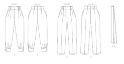 Vogue Pattern V1873 Miss/Petite Pant & Belt -Sewing Supplies Store V1873 line art