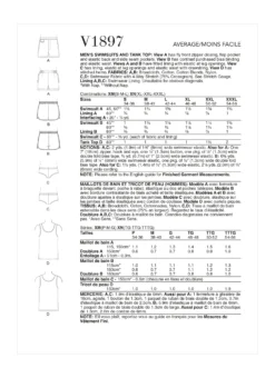 Vogue Pattern V1897 Men's Swimsuits And Tank Top -Sewing Supplies Store V1897 envelope back scaled